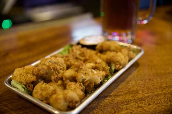 A plate of Deep Fried Pickled Cauliflower at LoDa Bier Garten