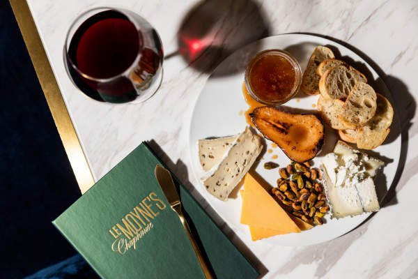 Selection of Three Cheeses, Brandied Fruit Compote, Grapes, Nuts, Admiral Honey, Crostini