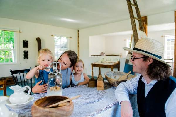 Family at churn back time museum