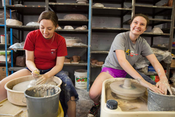 Young women making party at the GoggleWorks
