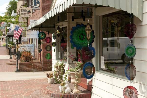 storefronts along a street