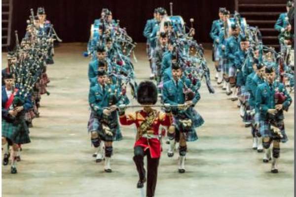 Virginia International Tattoo - band with bagpipes and kilts performing