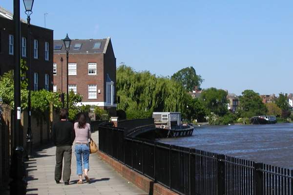 View of riverside walk at Chiswick