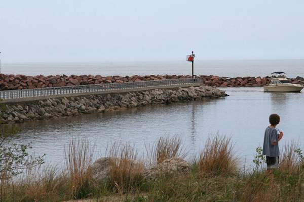 Portage Lakefront and Riverwalk boat