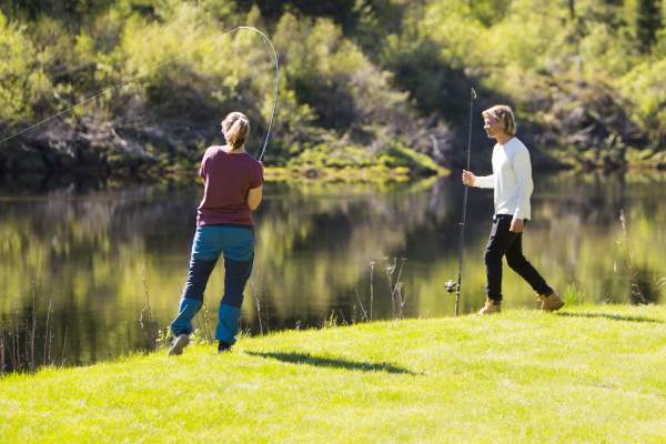 Two persons fishing
