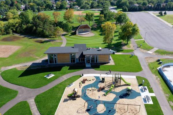 Large park with playground and event facilities