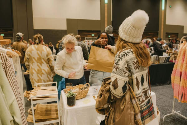 Photo of shoppers at holiday market