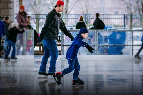 A boy ice skating