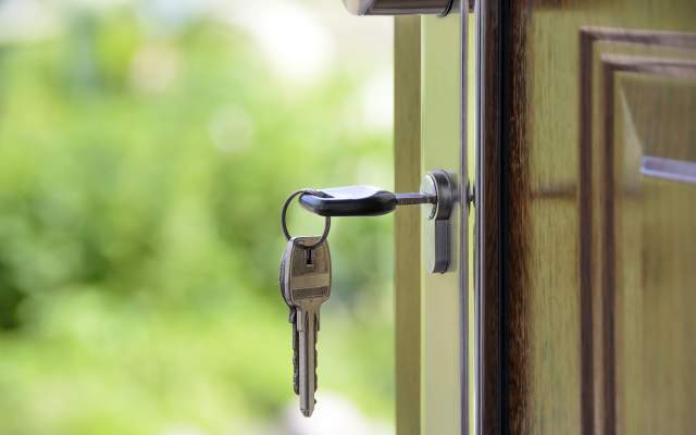 Keys in the lock of a house's door
