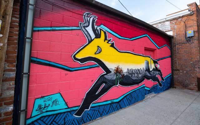 a mural of an antelope in downtown Cheyenne