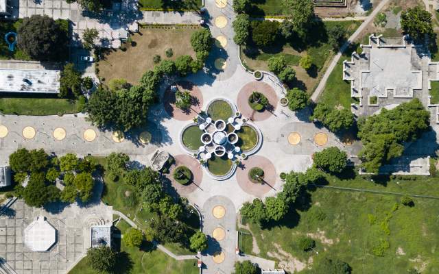 Aerial view of Sir William Grant Park in Kingston