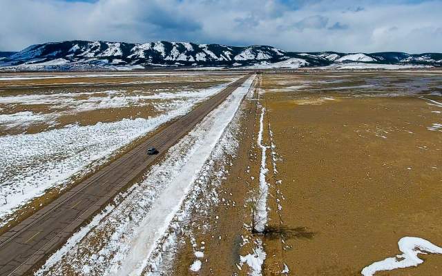 Centennial Valley Wyoming Highway 130 Drive Drone Shot