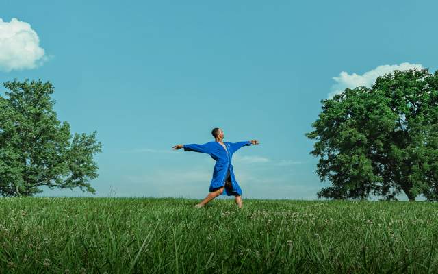 Frolicking in a bluegrass field