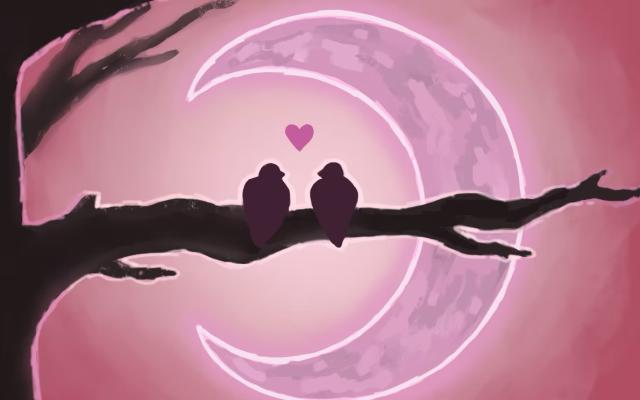 Valentine's Themed Paint Night at Crescent Moon Cafe
