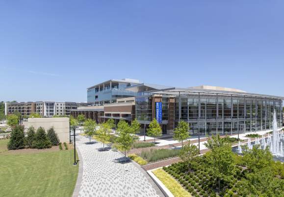 A panoramic photo of the City Springs campus.