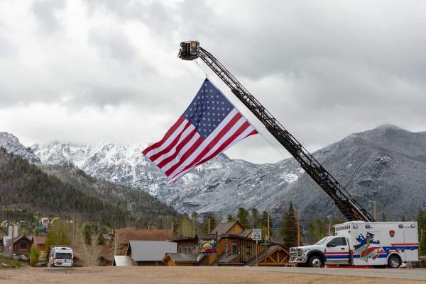 flag on ladder