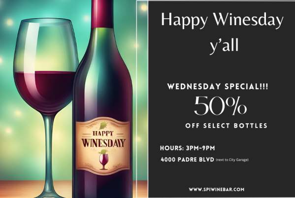 1/2 Off Wine Bottles @SPI Wine Bar