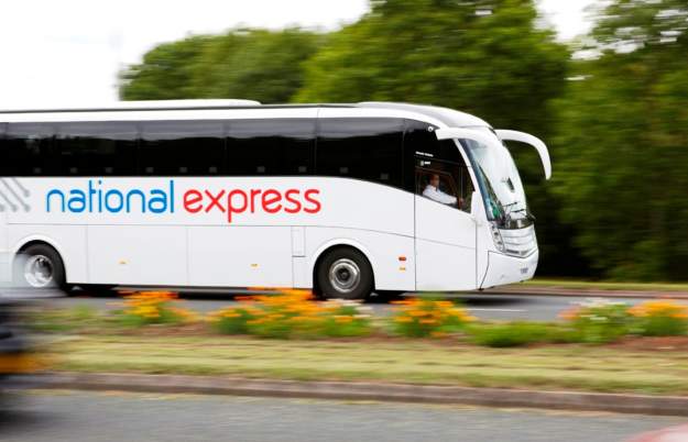 National Express coach on road - credit National Express