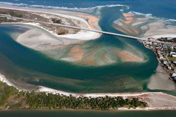 The A1A Scenic and Historic Coastal Byway crosses Matanzas Inlet near the historic Fort Matanzas -- held by the French, Spanish and British -- in southern St. Johns County.