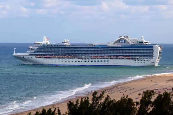 Crown Princess cruise ship leaving Fort Lauderdale