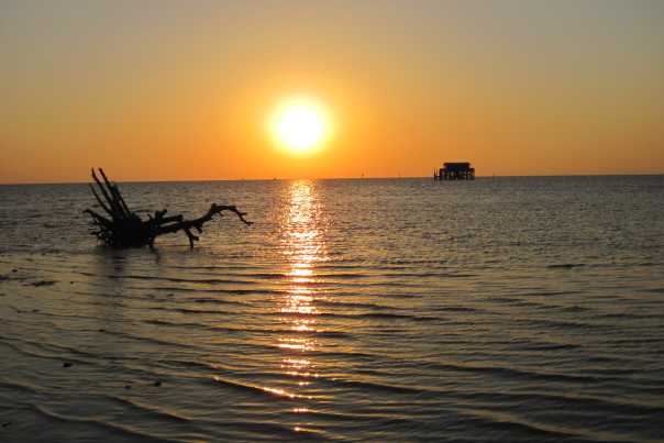 Durney Key stilt house at sunset