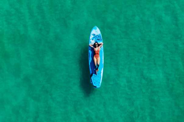 Santa Rosa Beach - Gulf - Woman Lying on SUP