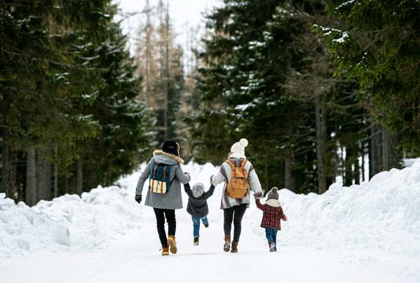 Kids Hiking in Snow Unsplash