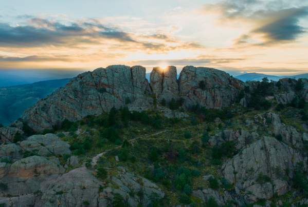 Aerial shot of Horsetooth Rock