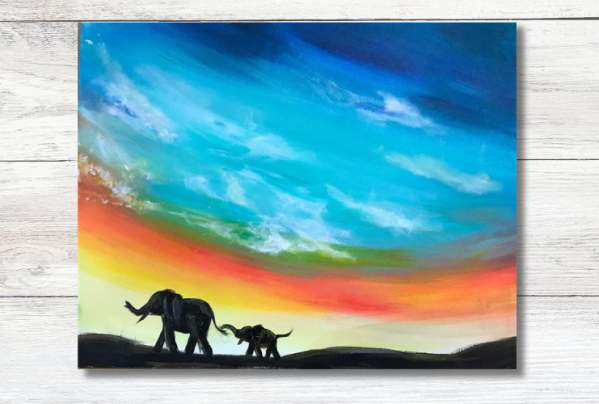 Elephants at Dusk - Paint and Sip Event