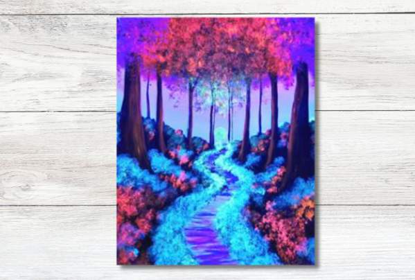 Black Light Forest Paint and Sip Event