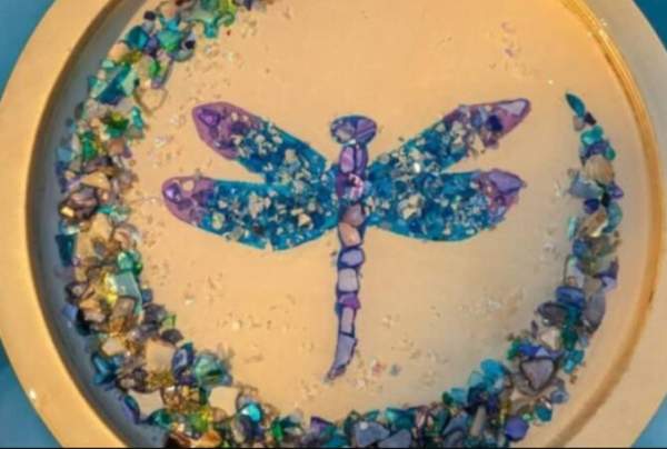 Moonlit Dragonfly Charcuterie Resin Tray Painting Class