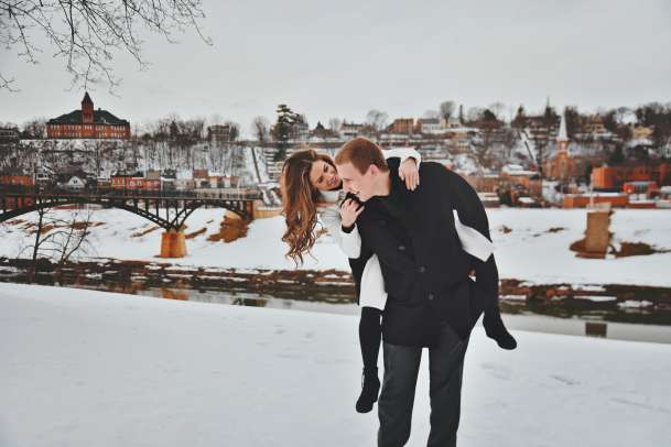 Couple laughing together in Grant Park