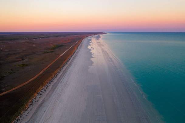 Aerial view of Eighty Mile Beach south of Broome