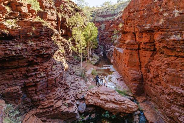 People standing in Joffre Gorge, Karijini National Park
