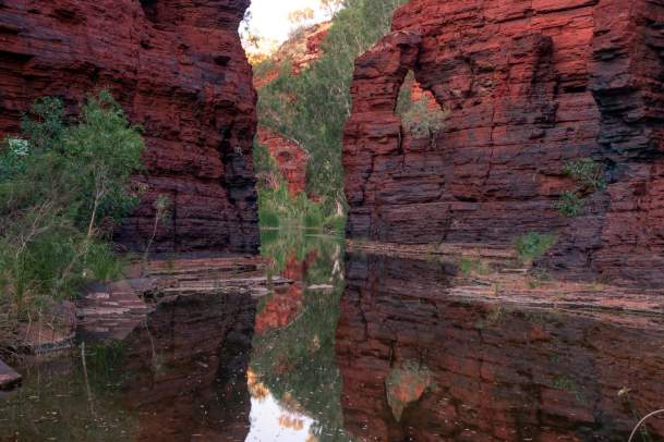 A view of the water and gorge walls at Kalamina Gorge, Karijini National Park