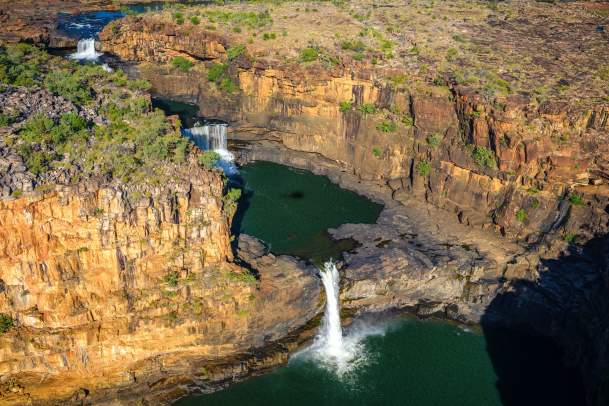 Aerial view of Mitchell Falls from the left side