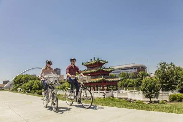 Bikers near Chinese Pagoda