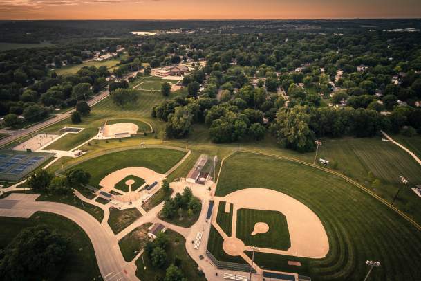 View of Baseball fields from above