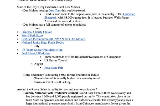 Screenshot of Customer Advisory Board minutes