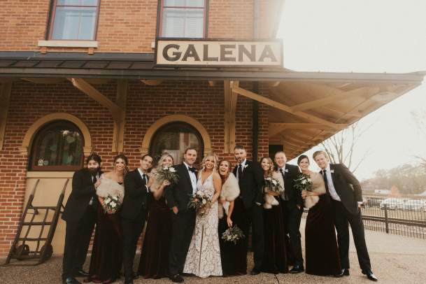 Wedding party in front of Galena Country Visitor Center