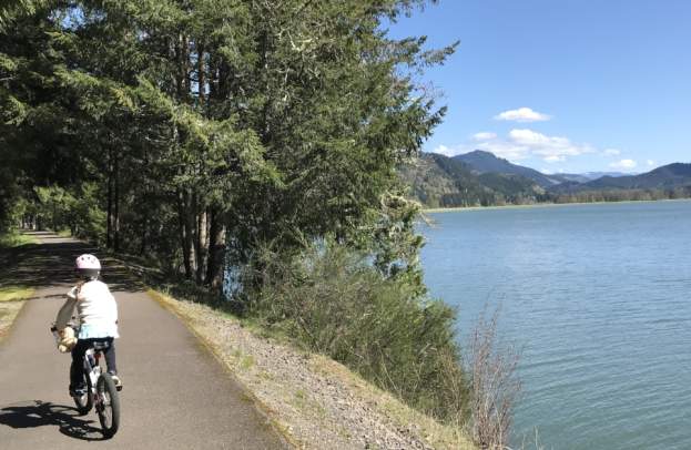 Family Cycling on the Row River Bike Path