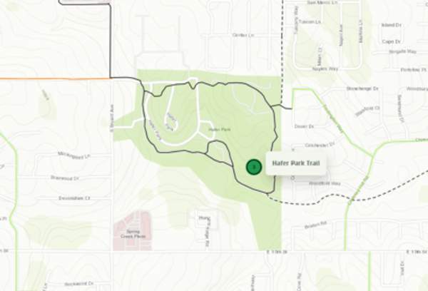 a map of Hafer Park Trail in Edmond, OK