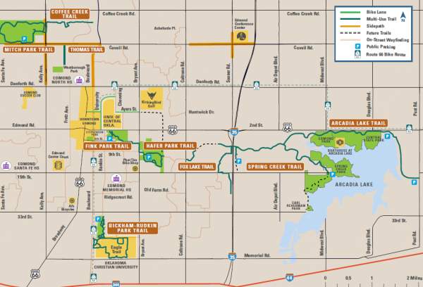 a map of trails in Edmond