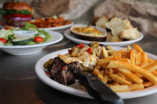 Steak and eggs, french fries