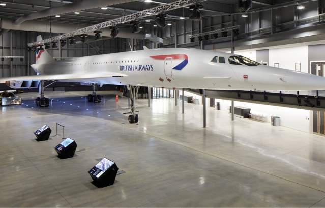 British Airways Concorde Alpha Foxtrot supersonic airliner inside Concorde Hangar at Aerospace Bristol - credit Adam Gasson