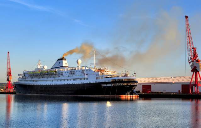 Azores Cruise ship docked at Royal Portbury Docks - Credit CMV Cruises