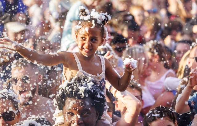 Family foam party at Bristol International Balloon Fiesta - Credit Paul Box