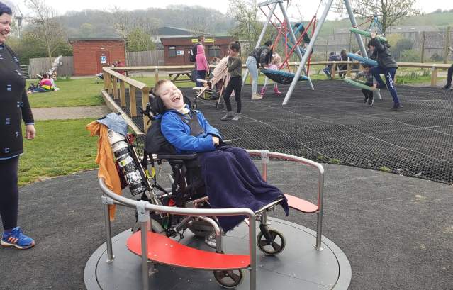 An accessible roundabout in the play area at Noah's Ark Zoo Farm near Bristol - credit Noah's Ark Zoo Farm