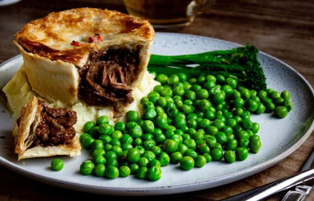 Mooless Moo vegan pie and peas at Pieminister Bristol - credit Pieminister