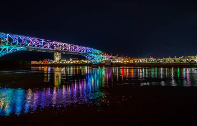 Bakowski Bridge of Lights on the Texas Street Bridge at Night